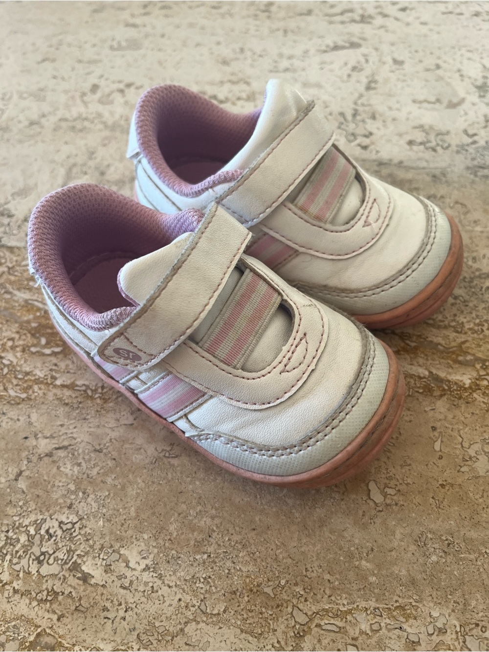 Stride Rite White and Pink Velcro Toddler Sneakers